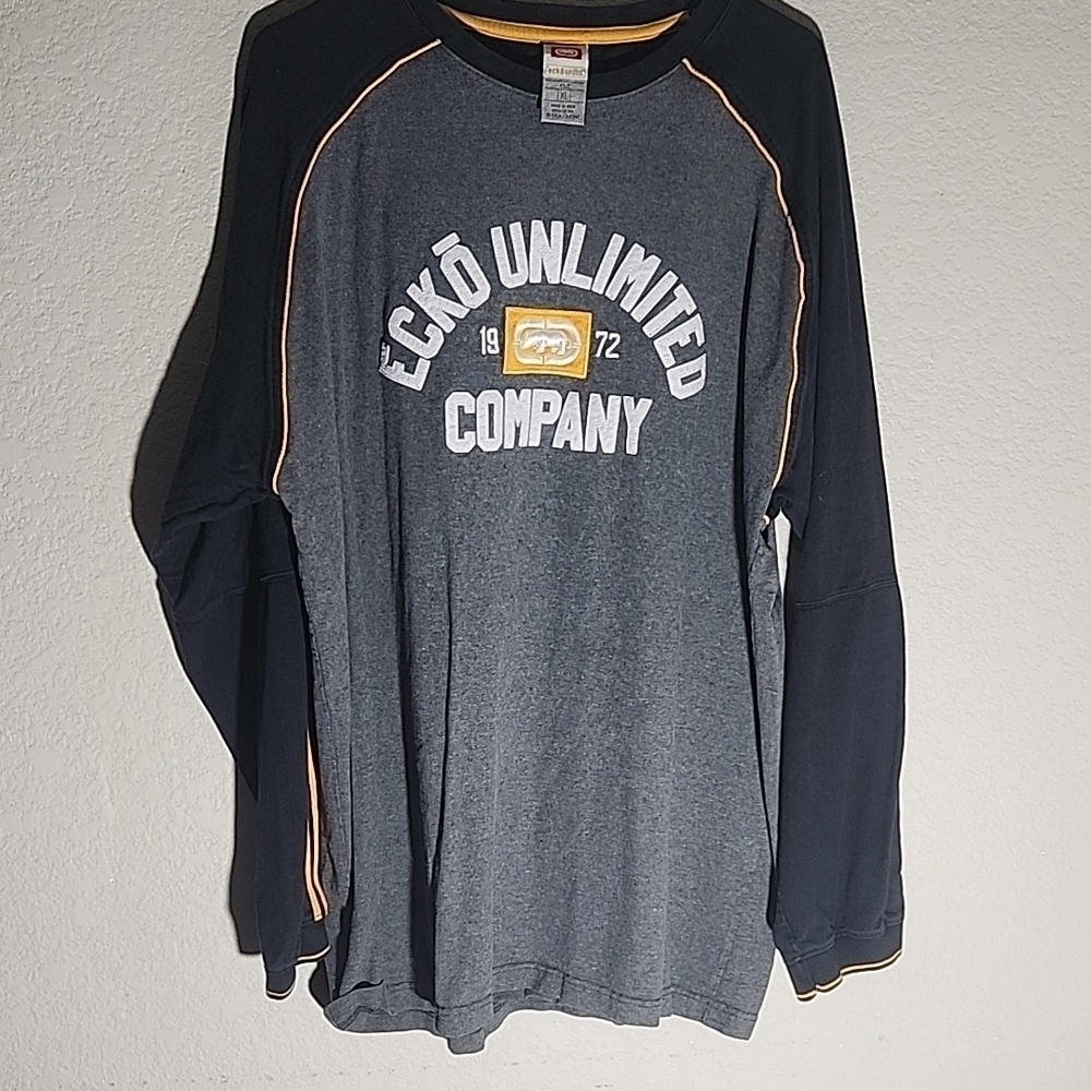 Ecko Unlimited Mens Shirt Size XL Spellout Y2K 90s USA Adult Yachty Vintage Gray
